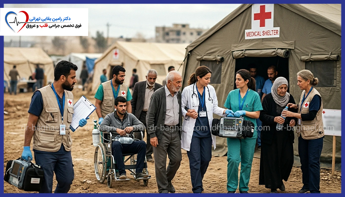 ارائه خدمات پزشکی و انتقال بیماران قلبی در پناهگاه درمانی در شرایط جنگ و بحران